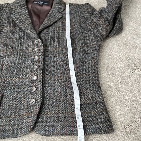 Vintage Ralph Lauren Blazer Womens 12 Houndstooth Wool Equestrian Academia Puff - Picture 7 of 7